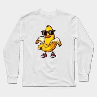 Banana duck with sunglasses Long Sleeve T-Shirt